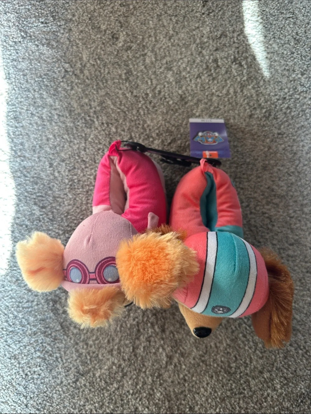 Paw Patrol Skye & Liberty Plush Slipper Pair - Pink, Coral & Teal